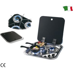 Aragaz patrat cu trei arzatoare si capac