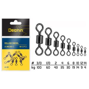 Vartej cu Butoias Delphin Rolling Swivel A-01 10buc/plic