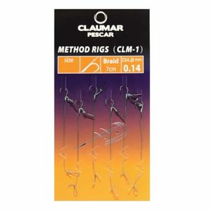 Carlige Legate Feeder Cu Spin Claumar Method Rigs Carlig Clm-1 7cm Fir Textil 0.14mm 6 Buc/plic
